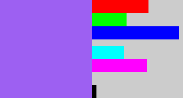 Hex color #9d60f2 - lighter purple