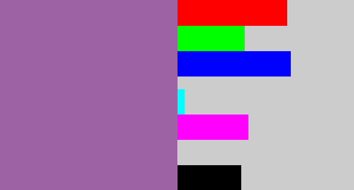 Hex color #9d62a3 - dark lilac