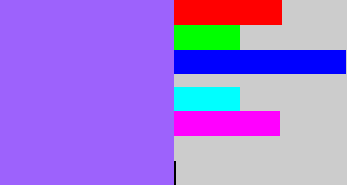 Hex color #9d62fc - lighter purple