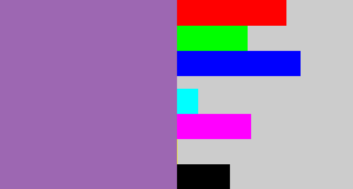 Hex color #9d67b2 - soft purple