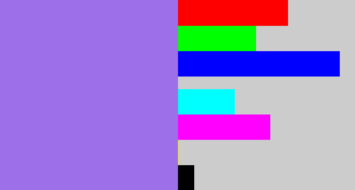 Hex color #9d6fe8 - lighter purple