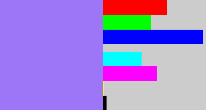 Hex color #9d76f8 - periwinkle