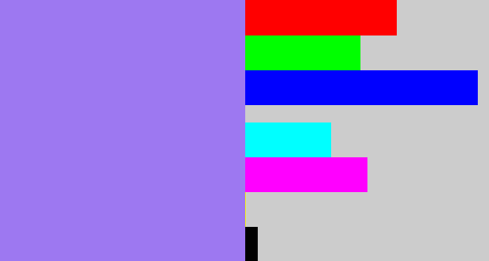 Hex color #9d78f1 - periwinkle