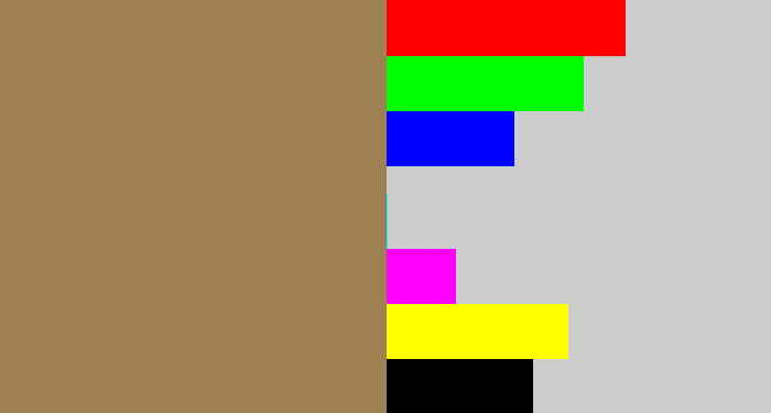 Hex color #9d8153 - puce