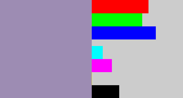 Hex color #9d8cb3 - heather