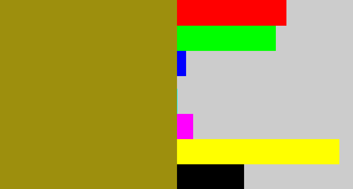 Hex color #9d8f0d - dark mustard