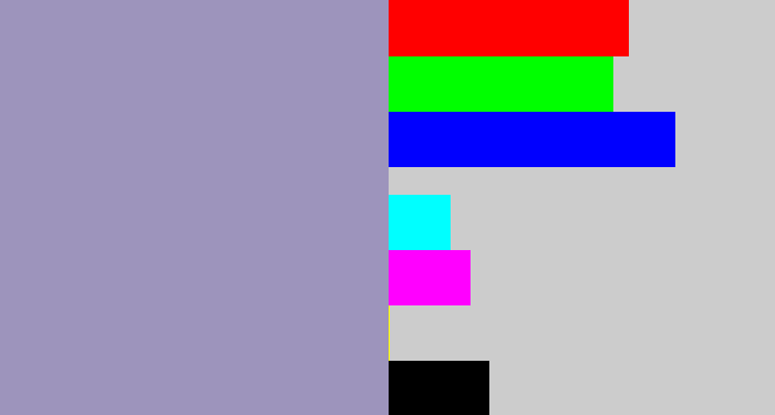 Hex color #9d94bc - heather