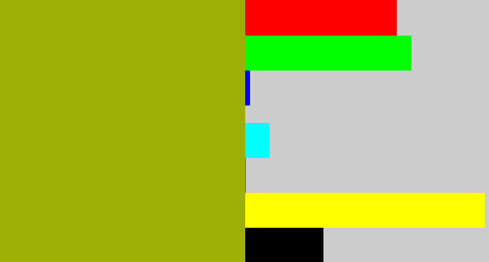 Hex color #9dae04 - puke green