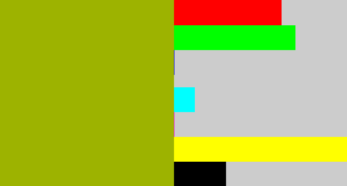 Hex color #9db300 - booger green