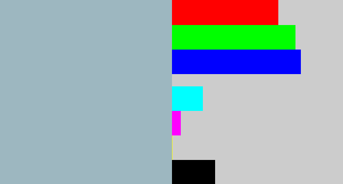 Hex color #9db7c0 - light grey blue