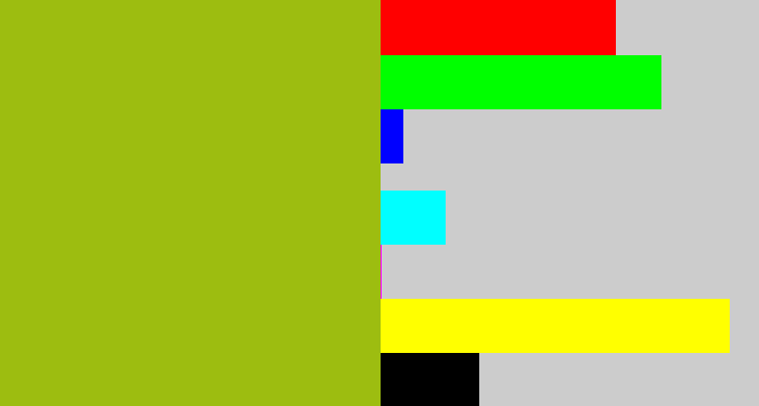 Hex color #9dbd10 - gross green