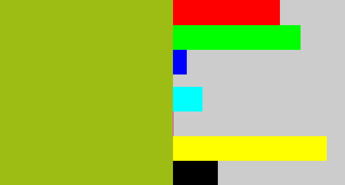Hex color #9dbd15 - gross green