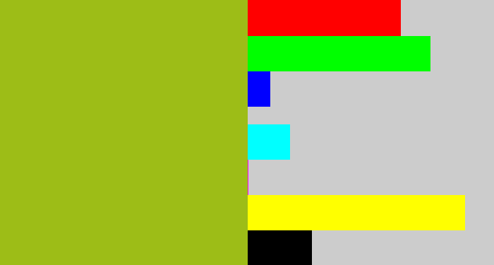 Hex color #9dbd17 - gross green