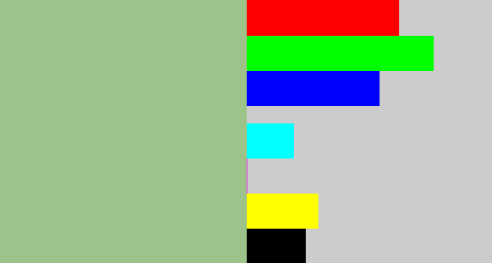 Hex color #9dc28a - greenish grey