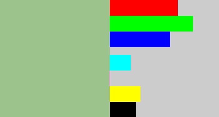 Hex color #9dc38d - greenish grey