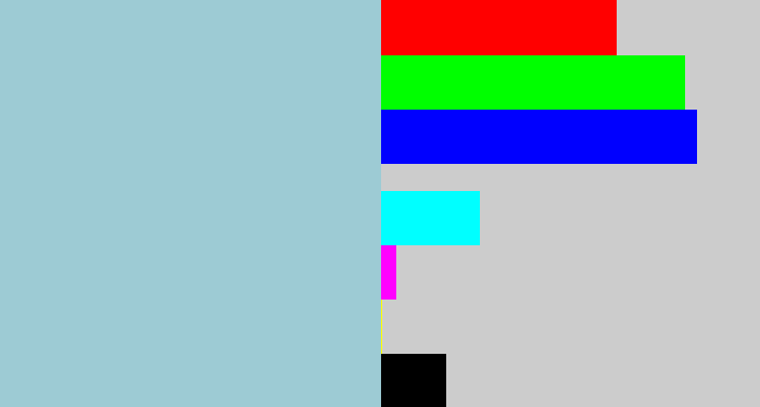 Hex color #9dcbd4 - light grey blue