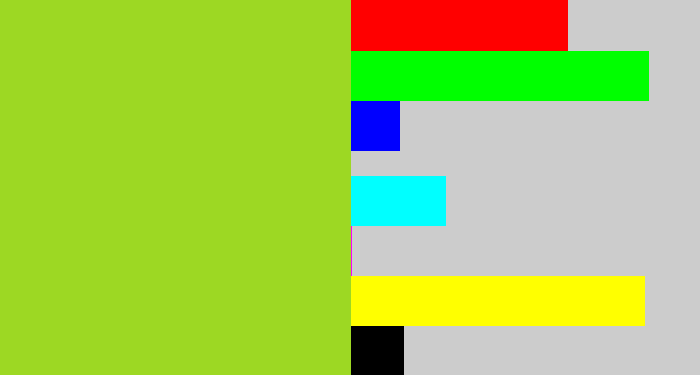 Hex color #9dd823 - yellowish green