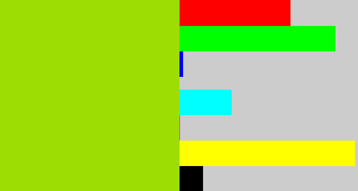 Hex color #9ddd04 - slime green