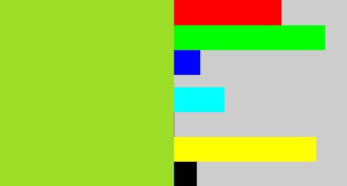 Hex color #9ddd27 - yellowish green