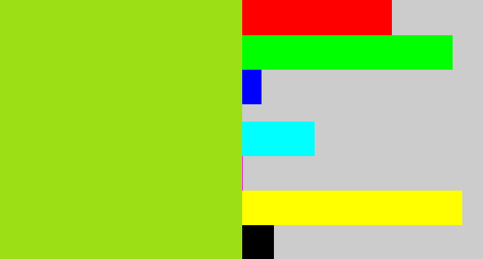 Hex color #9ddf15 - yellowish green