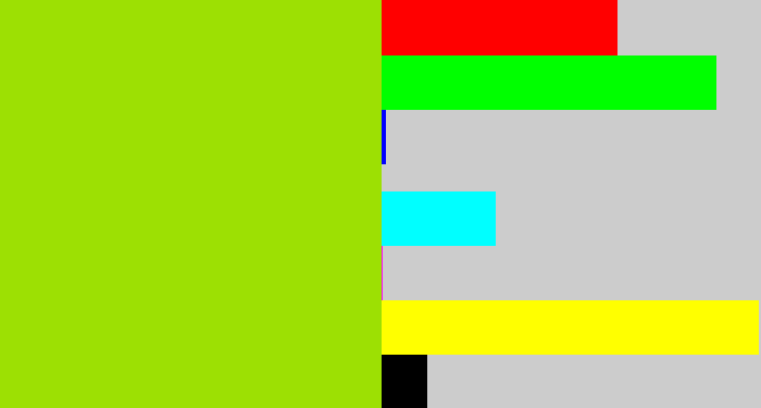 Hex color #9de003 - slime green