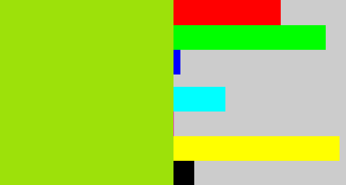 Hex color #9de10a - slime green