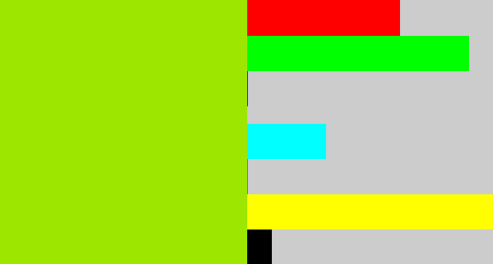 Hex color #9de600 - lemon green
