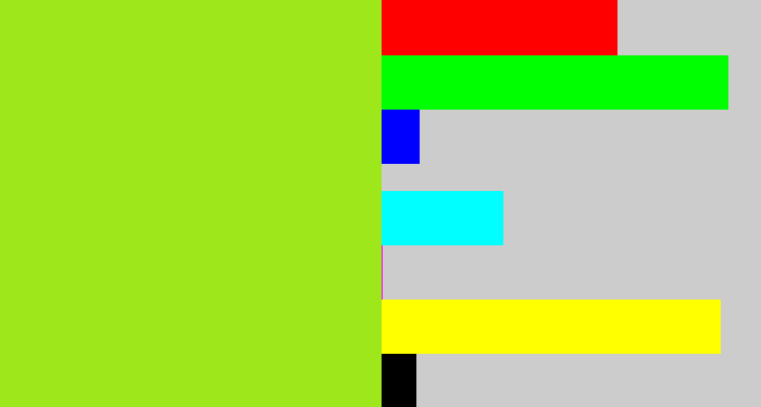 Hex color #9de71a - yellowish green