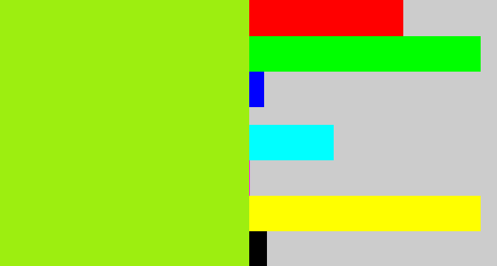 Hex color #9dee10 - acid green