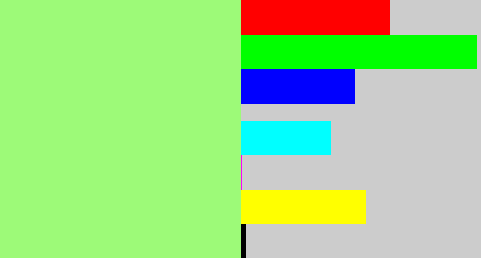 Hex color #9dfa78 - light green