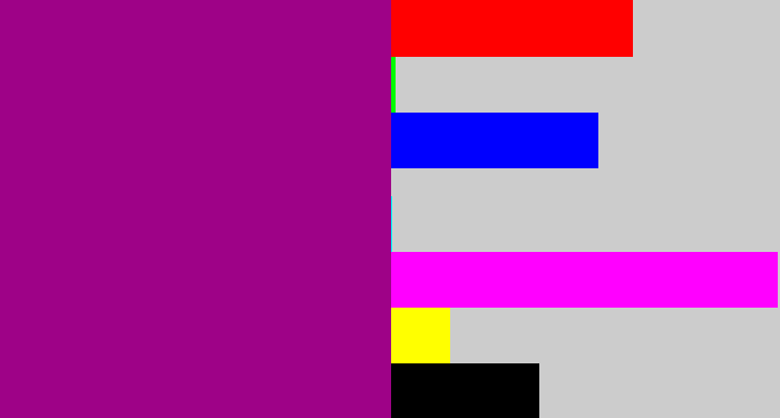 Hex color #9e0287 - barney purple