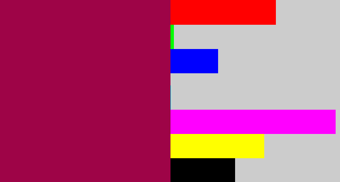 Hex color #9e0447 - purple red