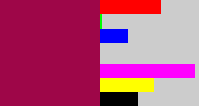Hex color #9e0648 - purple red