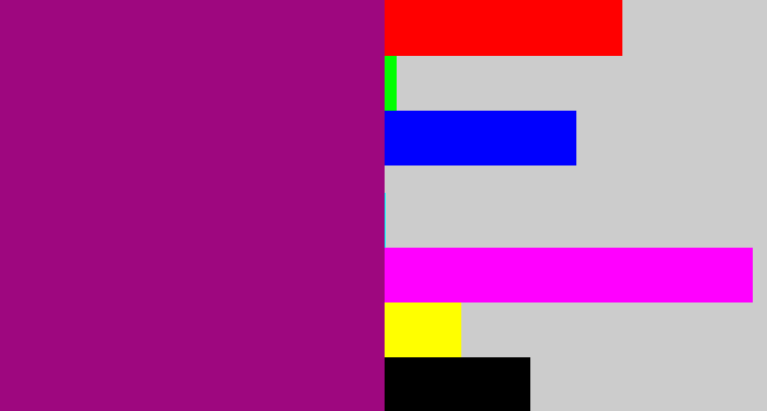 Hex color #9e077f - red violet