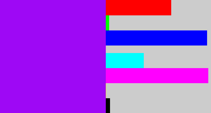 Hex color #9e08f5 - vivid purple
