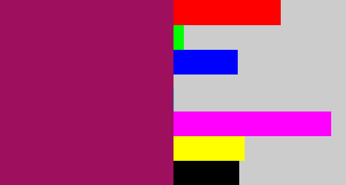 Hex color #9e0f5e - dark fuchsia