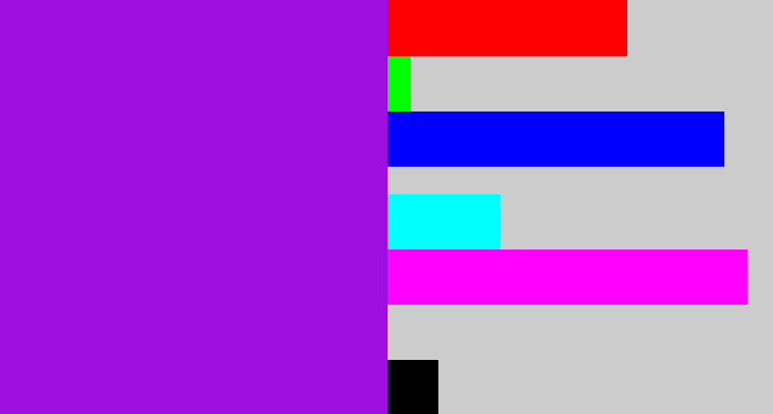 Hex color #9e0fdf - violet