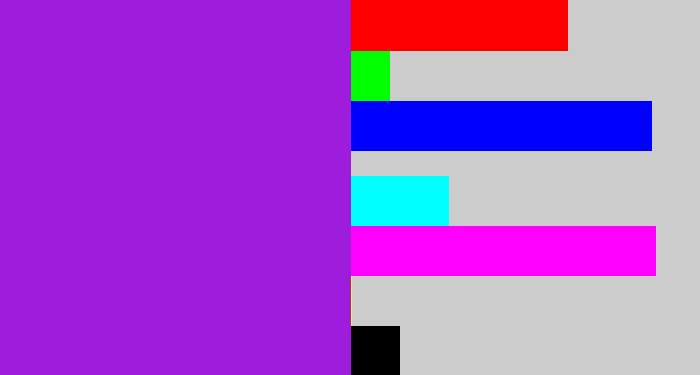 Hex color #9e1cdb - violet