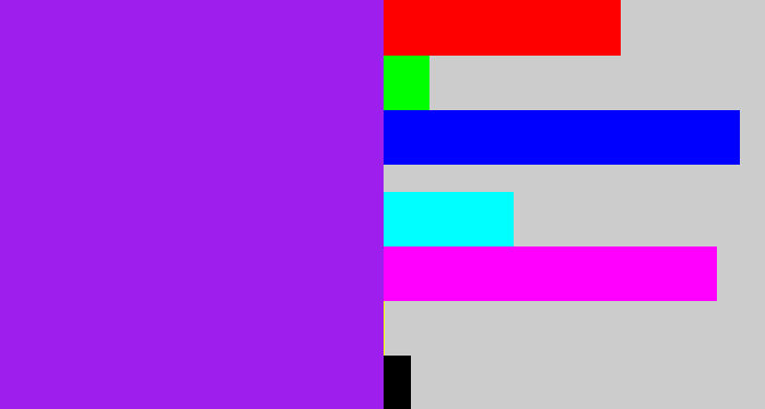 Hex color #9e1eee - violet