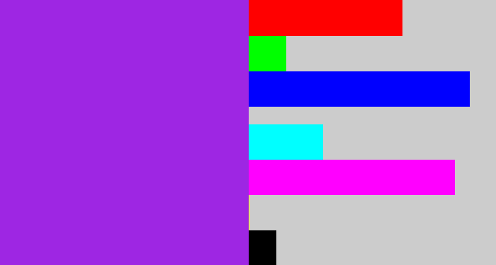 Hex color #9e26e3 - violet