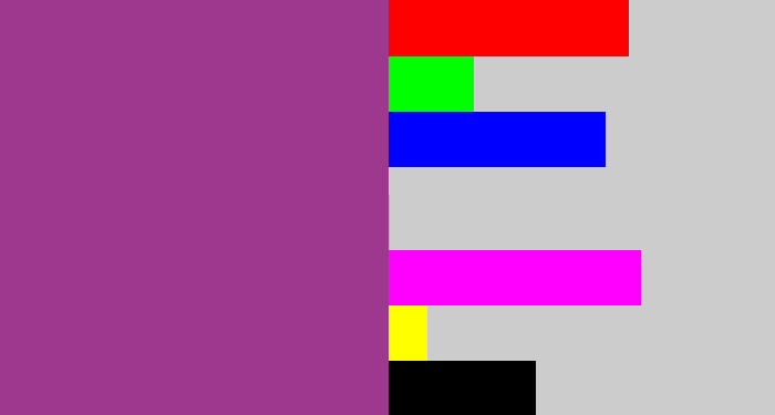 Hex color #9e378e - warm purple