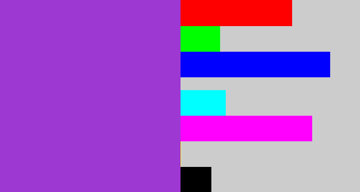 Hex color #9e38d3 - lightish purple