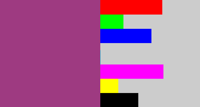Hex color #9e3a81 - warm purple