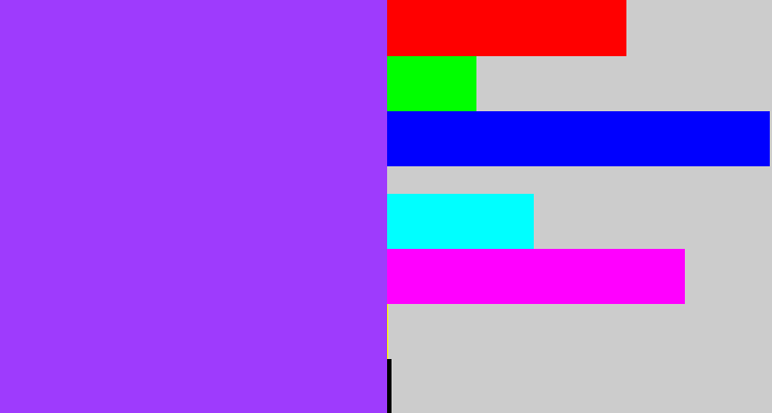 Hex color #9e3bfd - electric purple