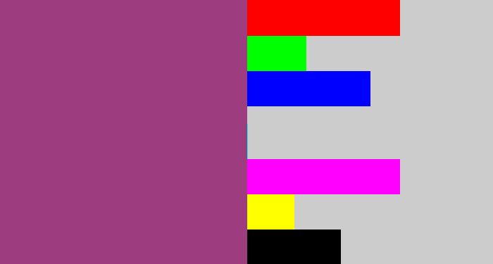 Hex color #9e3c80 - warm purple