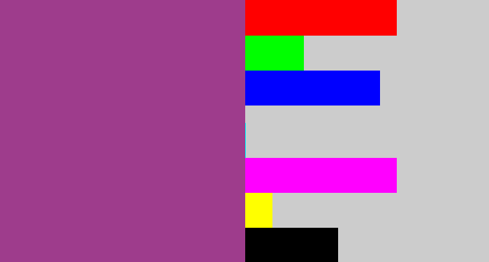 Hex color #9e3c8c - warm purple