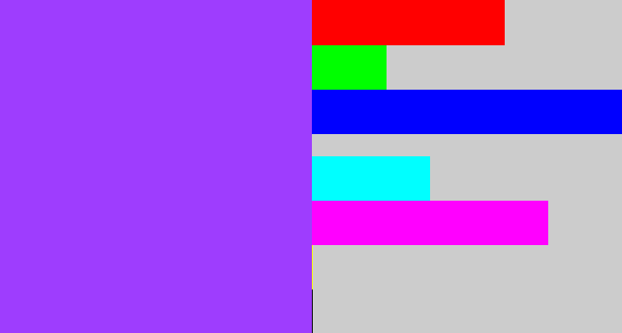 Hex color #9e3dfe - electric purple