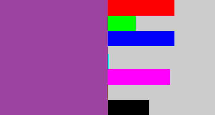 Hex color #9e429f - medium purple