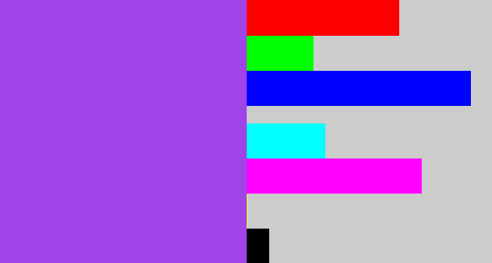 Hex color #9e44e9 - lightish purple