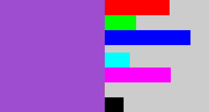 Hex color #9e4dd1 - lightish purple